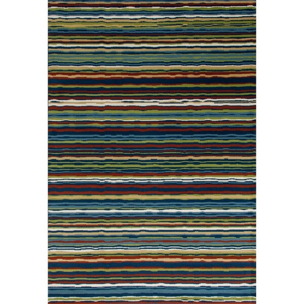Standalone 7 x 9 ft. Seaport Collection Wavy Stripe Woven Area Rug, Multi Color ST320483 - main